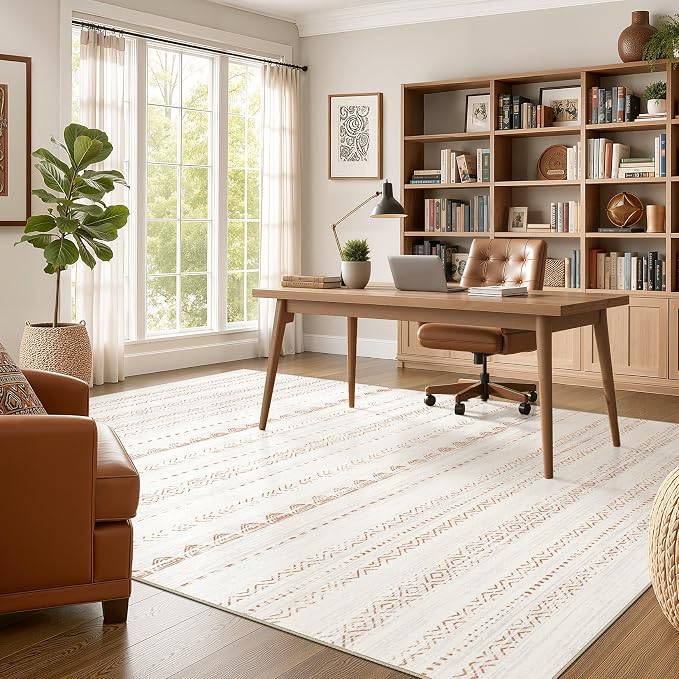 Nakagishi 6x8 Area Rugs Living Room: Washable Boho Large Neutral Soft Farmhouse - Image 6