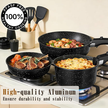 Umite Chef 21Pcs Pots and Pans Set Non Stick, Nonstick Cookware Sets Detachable - Image 3