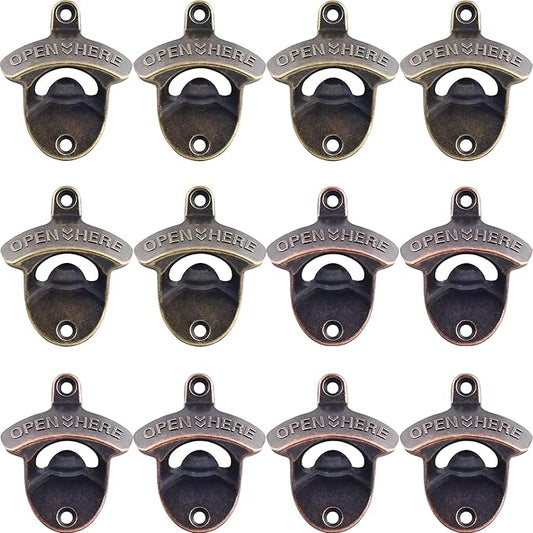 12 PCS Beer Bottle Opener Wall Mount, Post Mount Bottle Cap Openers Bulk by Wallmountedbottleopener