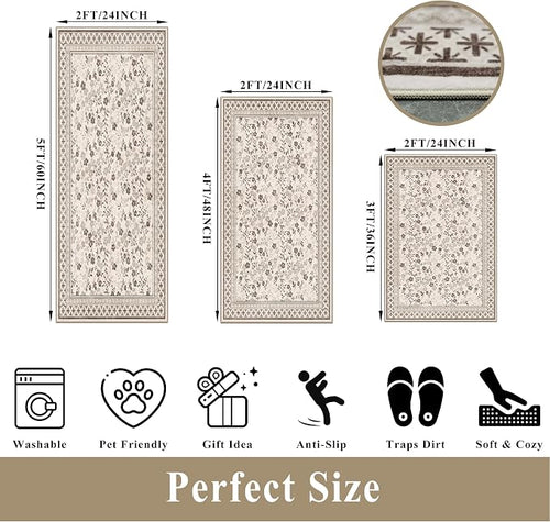 3-Piece Kitchen Rugs Set for Floor, Washable Non-Slip Farmhouse Kitchen Mats - Image 2
