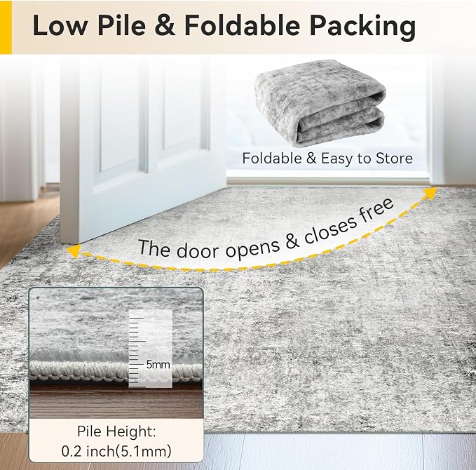 RELEANY Washable Area Rugs 2'x8' Non-Slip Modern Abstract Soft - Image 7