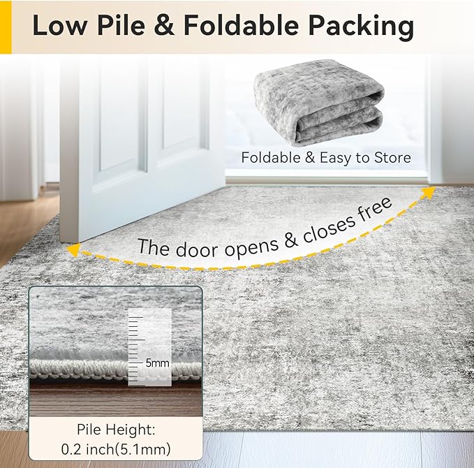 RELEANY Washable Area Rugs 3'x5' Non-Slip Modern Abstract Soft - Image 5