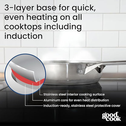 GoodCook Stainless Steel Deep Saute Pan 10.25-Inch, Oven-Safe to 500F & - Image 4
