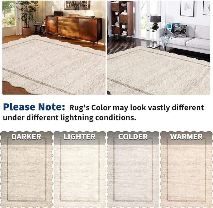 GarveeHome Scalloped Washable Round Rugs, Non-Slip Soft Round Rug 4 ft - Image 9