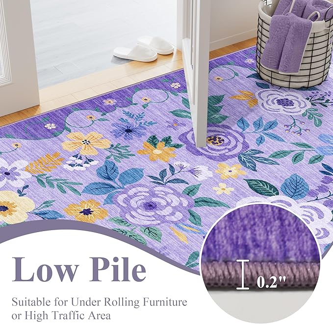 DUKINO 2x4 Rug for Entryway, Washable Kitchen Floral Runner Rug - Image 7