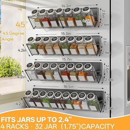 DTUQYX Magnetic Spice Rack for Refrigerator 4 Pack, Extra Long Strong Magnetic - Image 2