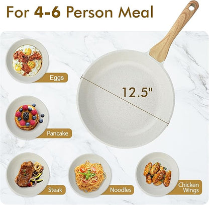 SENSARTE Nonstick Ceramic Frying Pan Skillet, 12.5 Inch Omelet Pan, Healthy Non - Image 5