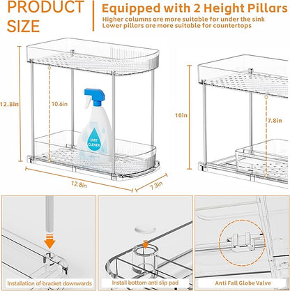4 Pack Large Pull Out Bathroom Organizers and Storage, 2 Tier 12.8″ Tall - Image 2