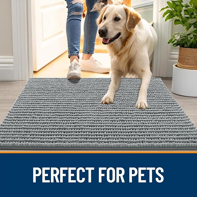 OLANLY Dog Door Mat for Muddy Paws 70x24, Ultra Absorbent Chenille Mud Doormat - Image 6