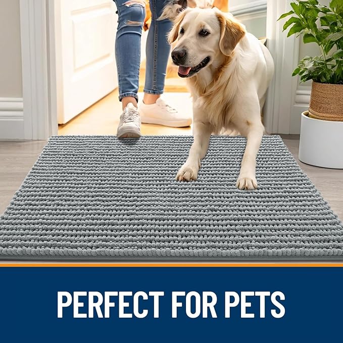 OLANLY Dog Door Mat for Muddy Paws 70x46, Ultra Absorbent Chenille Mud Doormat - Image 6