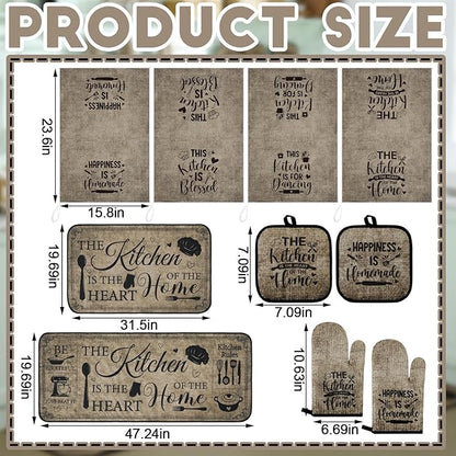 Fourluoo 10 Pcs Farmhouse Kitchen Decor and Accessories Set 4 Kitchen Towels 2 - Image 3