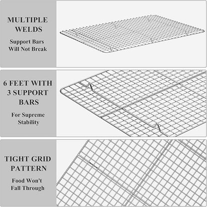 Baking Sheet with Cooling Rack Set, Deedro Stainless Steel Cookie Half Sheets - Image 4