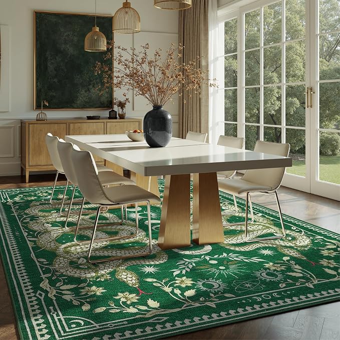 DCX Washable 8x10 Snake Rug, Soft Low Pile Carpet, Kid & Pet Friendly - Image 3