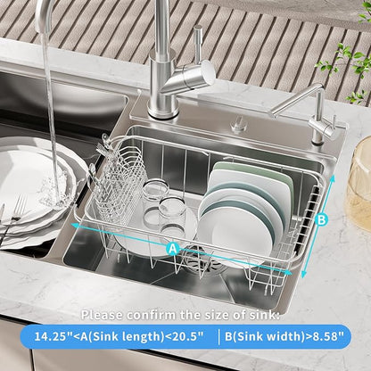 JAQ Over Sink Dish Drying Rack for Small Sink, Compact Expandable 14.25"–22.44" - Image 7