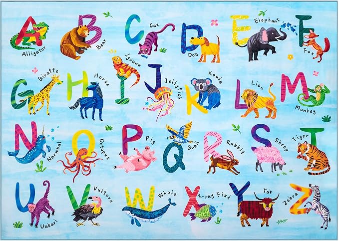 6x9 ABC Classroom Rug for Kids Playroom, Alphabet Rug - Image 4