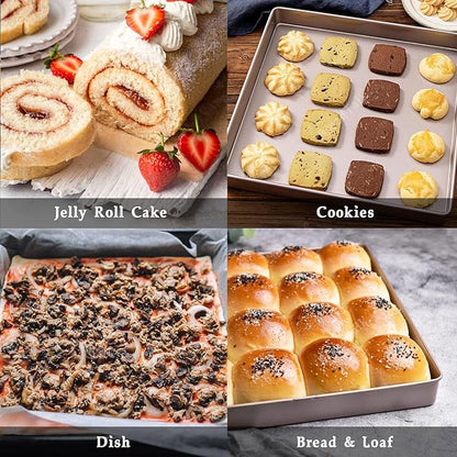 11 Inch Square Baking Sheet Set of 2, Commercial Nonstick Carbon Steel Cookie - Image 3