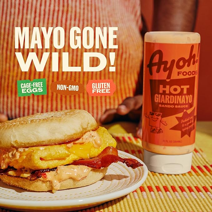 Ayoh Foods, Sando Sauce, Sandwich Sauce, (1-12 Ounce Bottle) - Creamy & Flavorful, Perfect for Sandwiches, Wraps & Dips, Created by Molly Baz (Hot Giardinayo)