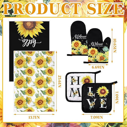Leinuosen 6 Classic Sunflower Kitchen Towels Kitchen Decor and Accessories Set - Image 3