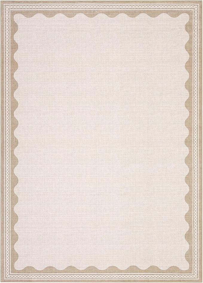 GarveeHome Scalloped Beige Washable Area Rug 6x9 Rugs - Image 4