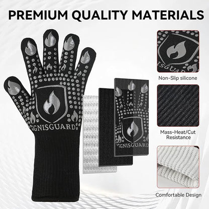 BBQ & Grill Gloves, Oven Gloves, 1472°F Silicone Oven Mitts Heat Resistant - Image 5
