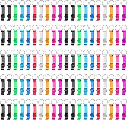 400 Pack Colorful Metal Bottle Opener Keychains Bulk, Tiny Beverage Opener by Yugada