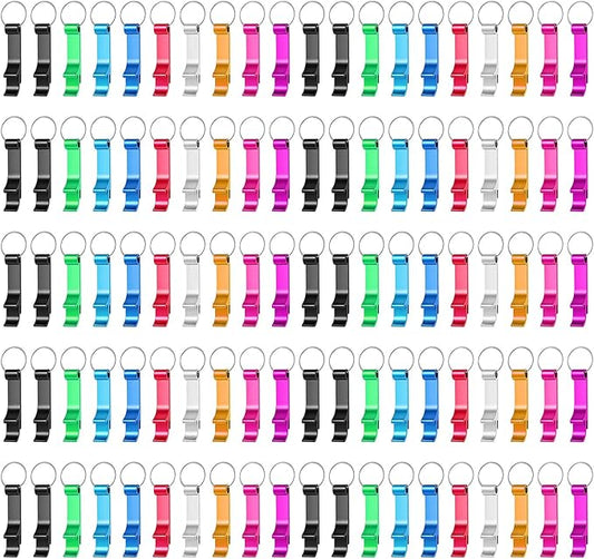400 Pack Colorful Metal Bottle Opener Keychains Bulk, Tiny Beverage Opener by Yugada