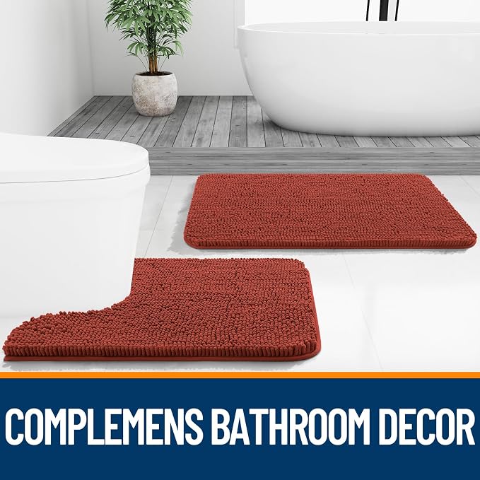 OLANLY Bathroom Runner Rugs 44x24, Soft Absorbent Chenille Bath Rugs, Rubber - Image 7