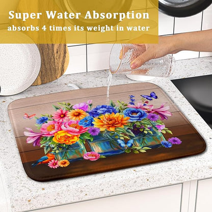 Colorful Flowers Dish Drying Mat - Image 7