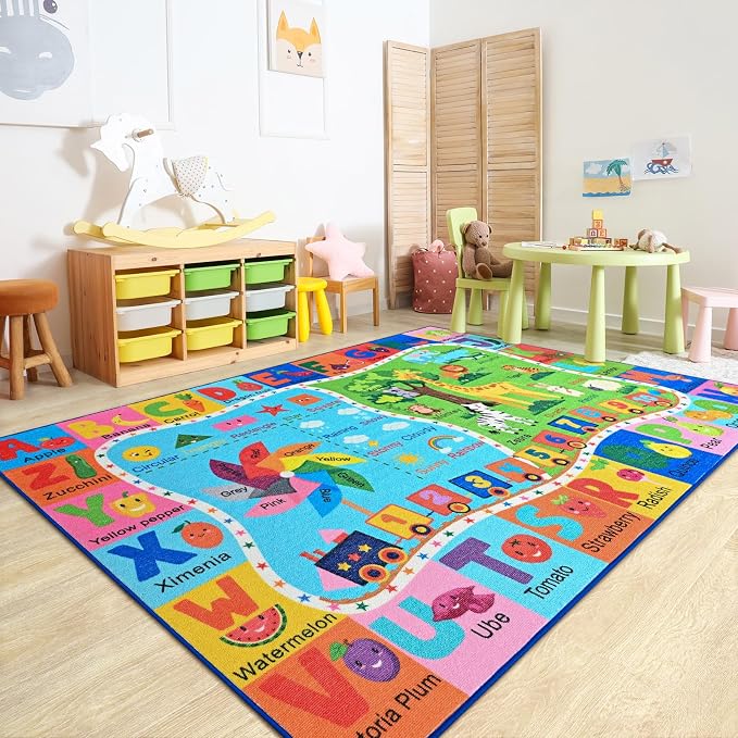Kids Rug for Playroom, 5x7 ABC Educational Carpet for Classroom, Fun Alphabet - Image 3