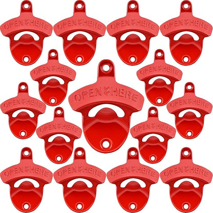 15 PCS Red Wall Mounted Beer Bottle Opener Rustproof, Bulk Soda Cap Opener by Wallmountedbottleopener