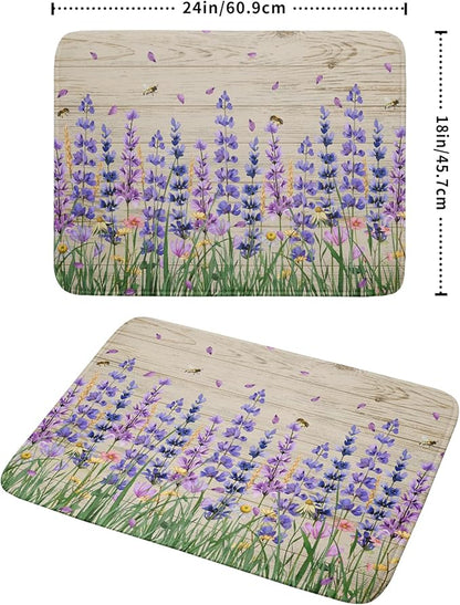 Lavender Floral Dish Drying Mat 18x24 inch Spring Summer Flower Decorative Fast - Image 2