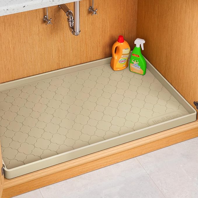 Jin&Bao Waterproof Under Sink Mat 25" x 22", Thick Silicone Mat Cabinet by Jin%26Bao