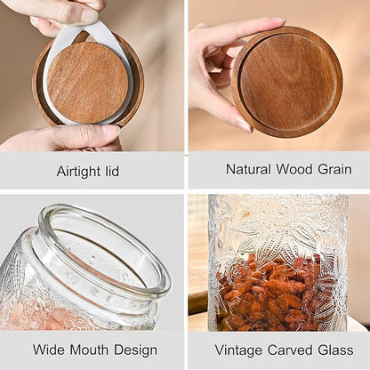 Adodeen 3-Pack 32oz Vintage Glass Jar - Image 2