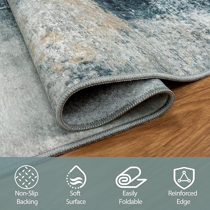 6x9 Area Rugs for Living Room Rug Washable: Abstract Rug for Dining Room - Image 4