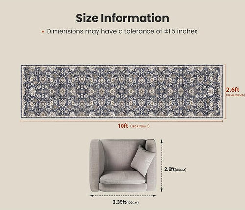 AMADA HOMEFURNISHING 2'6"x10' Washable Area Rug, Low-Profile Entryway Rug - Image 2