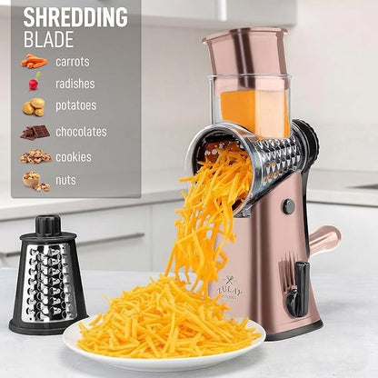 Zulay Kitchen Rotary Cheese Grater 5 Blade Cheese Shredder - Image 3