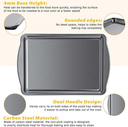 Baking Sheet Set of 2-17" x 11" x 0.5" Carbon Steel Cookie Sheet - Image 3