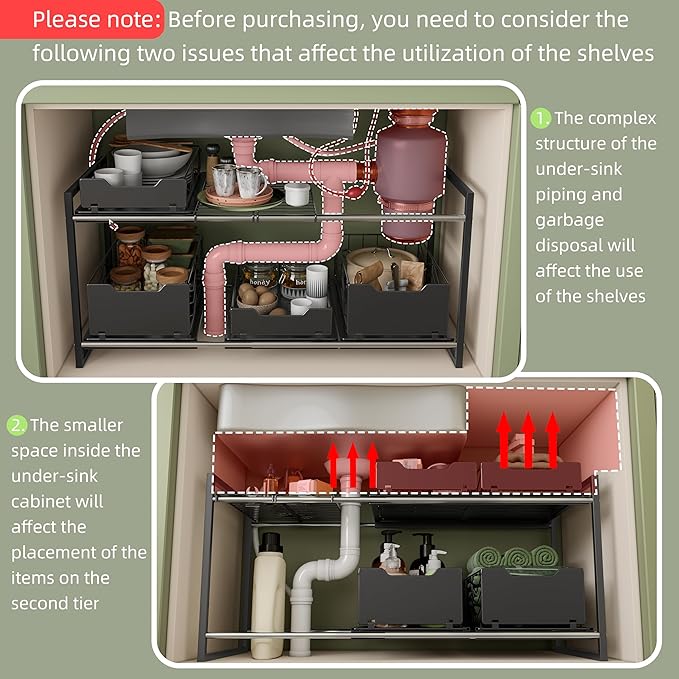 NETEL Adjustable Under Sink Organizers and Storage, Expandable Cabinet Storage - Image 3