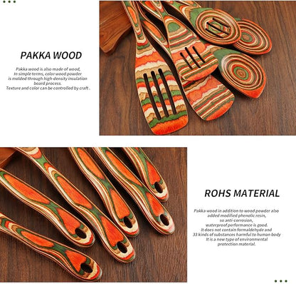 Wooden Spoons for Cooking, WOSPONFAN Kitchen Utensils Set, Pakkawood Kitchen - Image 4