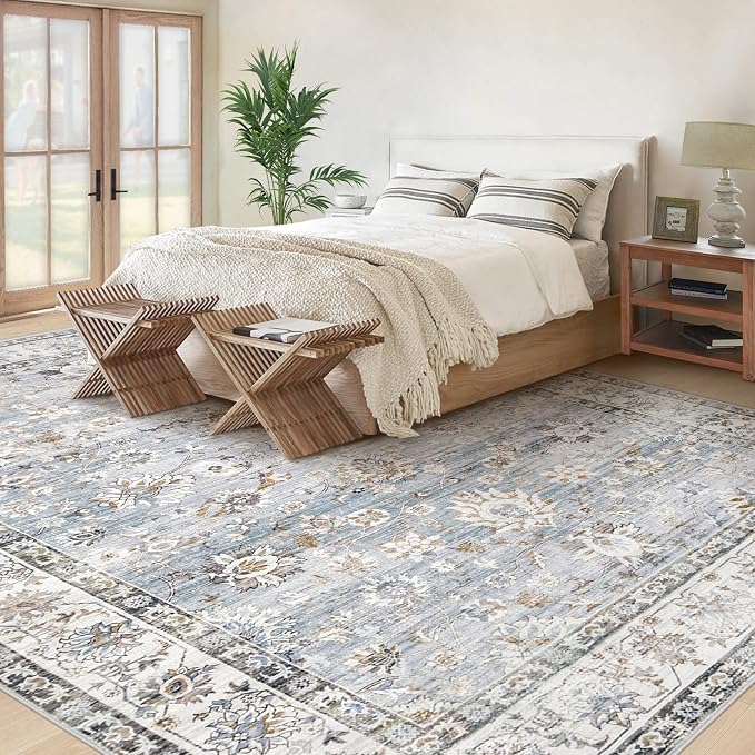 XLUEZ Area Rug 10x12 Living Room Rugs, Machine Washable Vintage Distressed Boho - Image 3