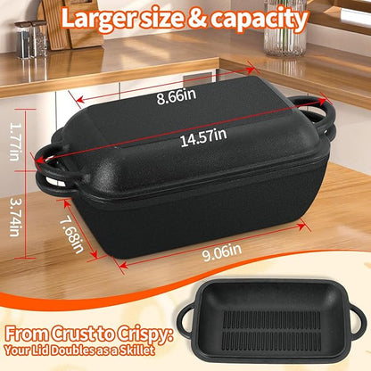 Oval Cast Iron Dutch Oven for Bread Baking, 6.35Qt Bread Baking Pan - Image 7