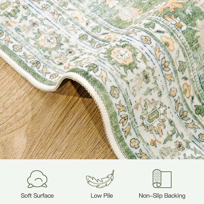 Lofus 3x5 Area Rug for Entryway, Light Green Non Slip Area Rugs for Kitchen - Image 9