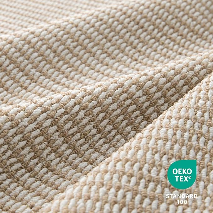 Dirt Trapping Door Mat 24x36, Taupe & White Faux Jute Entryway Rug | Low-Profile - Image 6
