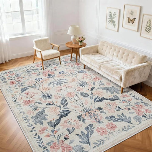6x9 Area Rugs Washable Rug: Large Boho Living Room Rug Soft Non-Slip Low Pile by Yidanamy
