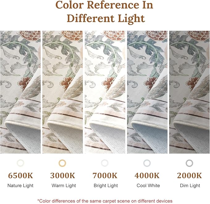 AMTOVO 6x9 Washable Area Rugs for Living Room, Non-Slip Large Soft Boho Floral - Image 9