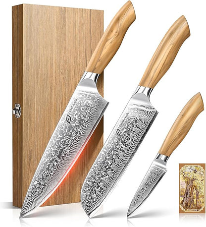 Emojoy Damascus Kitchen Knife Set, 67-Layers Damascus Knife by EMOJOY