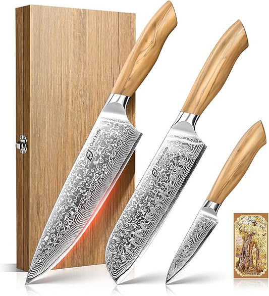 Emojoy Damascus Kitchen Knife Set, 67-Layers Damascus Knife by EMOJOY