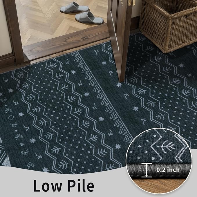 SERISSA 5x7 Area Rugs for Living Room, Washable Non-Slip Grey Boho Rug - Image 7