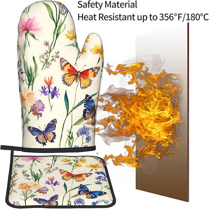 Vintage Floral Oven Mitts and Pot Holders Spring Summer Kitchen Accessories Set - Image 5