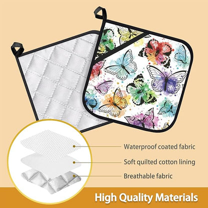 Butterfly Color Pot Holder Set of 2, Heat Resistant Potholders Oven Hot Pads - Image 3